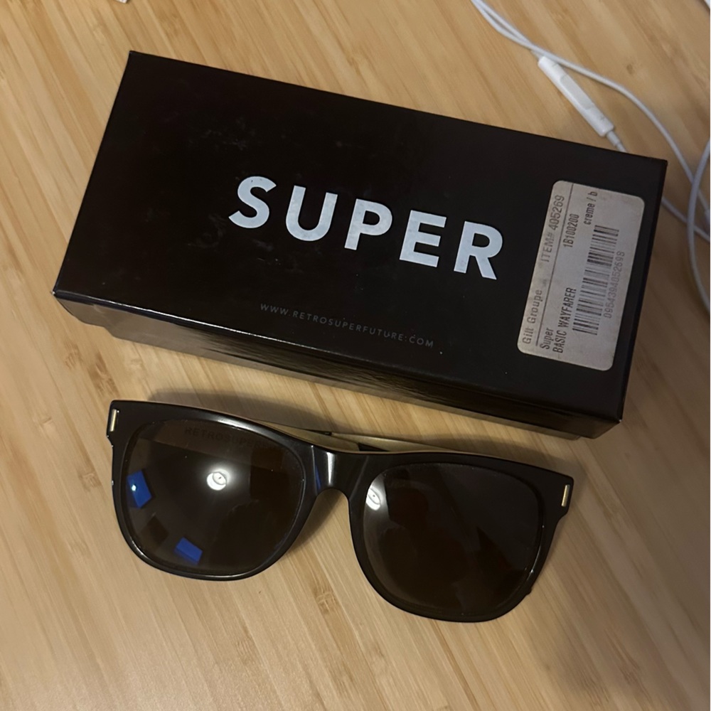 Retrosuperfuture wayfarer sunglasses with gold arm
